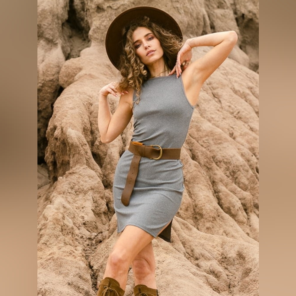 Joyfolie Lizzy Slip Dress - Gray